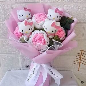 Hello Kitty Pink Crochet Bouquet